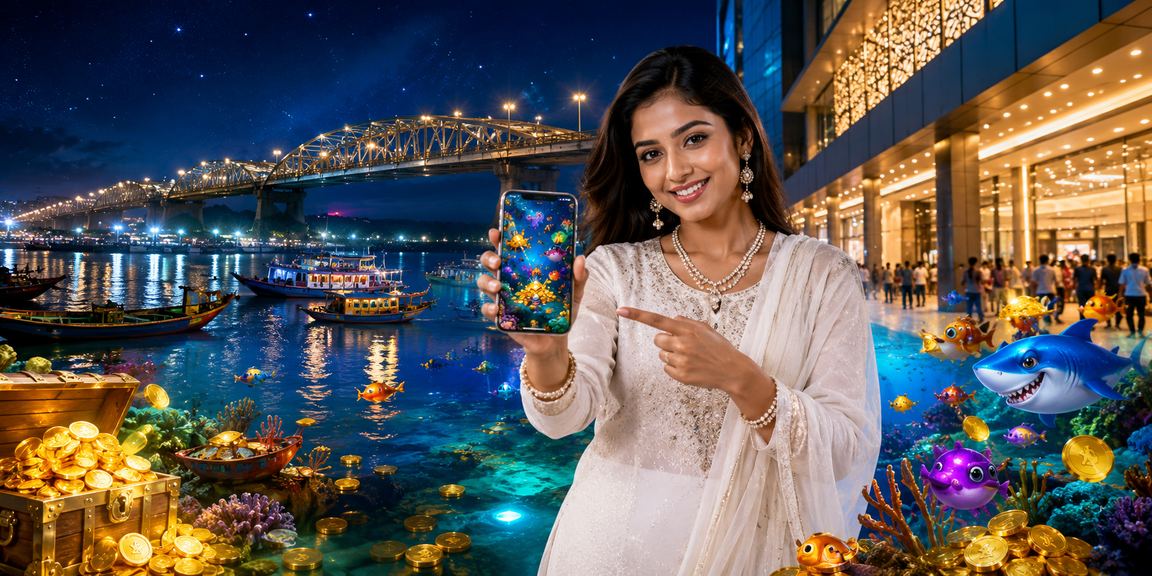 A Bangladeshi model enjoying a fishing game in Rajshahi